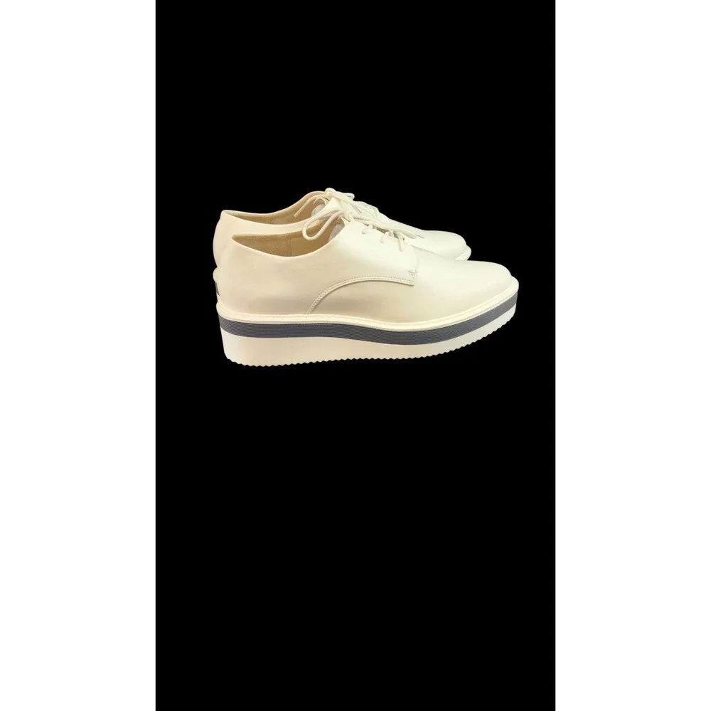 Womens Platform Oxfords Lace Up Shoes‎ Chunky Sole White Fashion Sneakers
